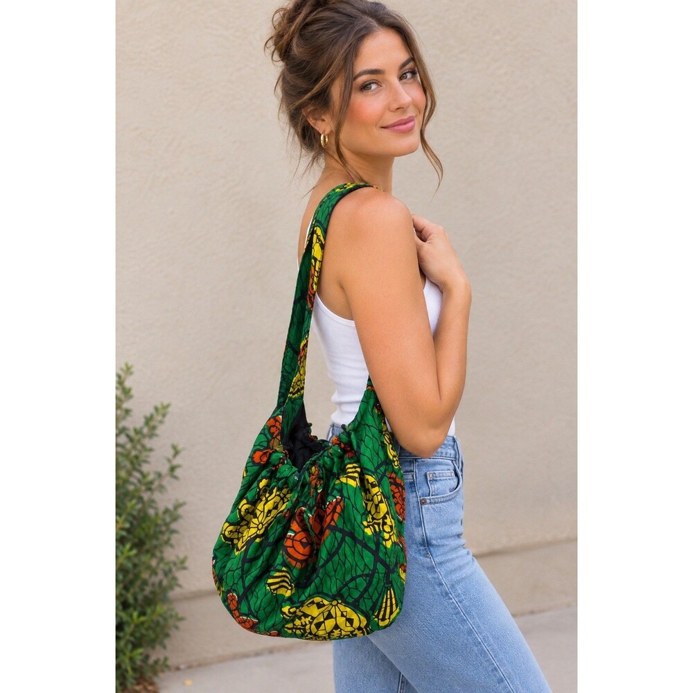 Handmade African Wax Print Ankara Hobo Bag Slouchy Shoulder Crossbody Purse Boho